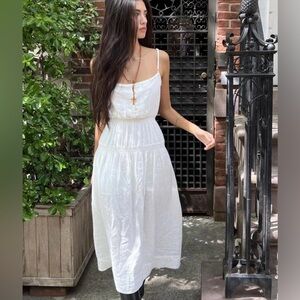 Urban Outfitters Women's Midi Sundress Dress Bradley Ivory Linen Blend SZ M